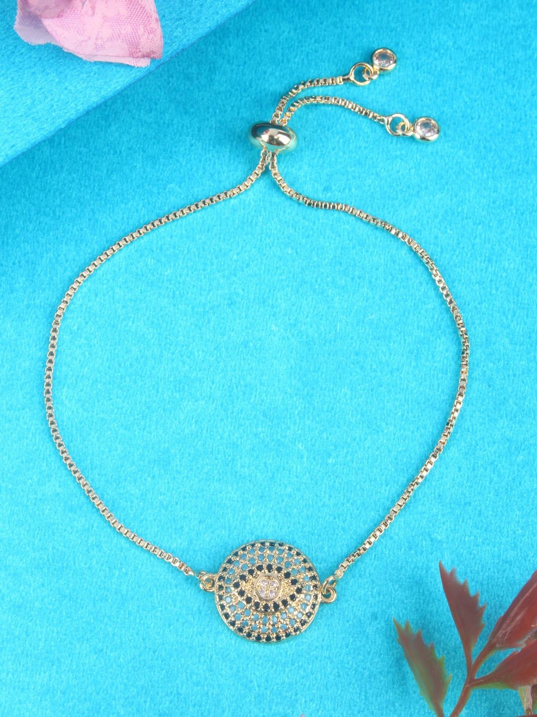 

KPOP Gold-Plated Cubic Zirconia Studded Charm Bracelet