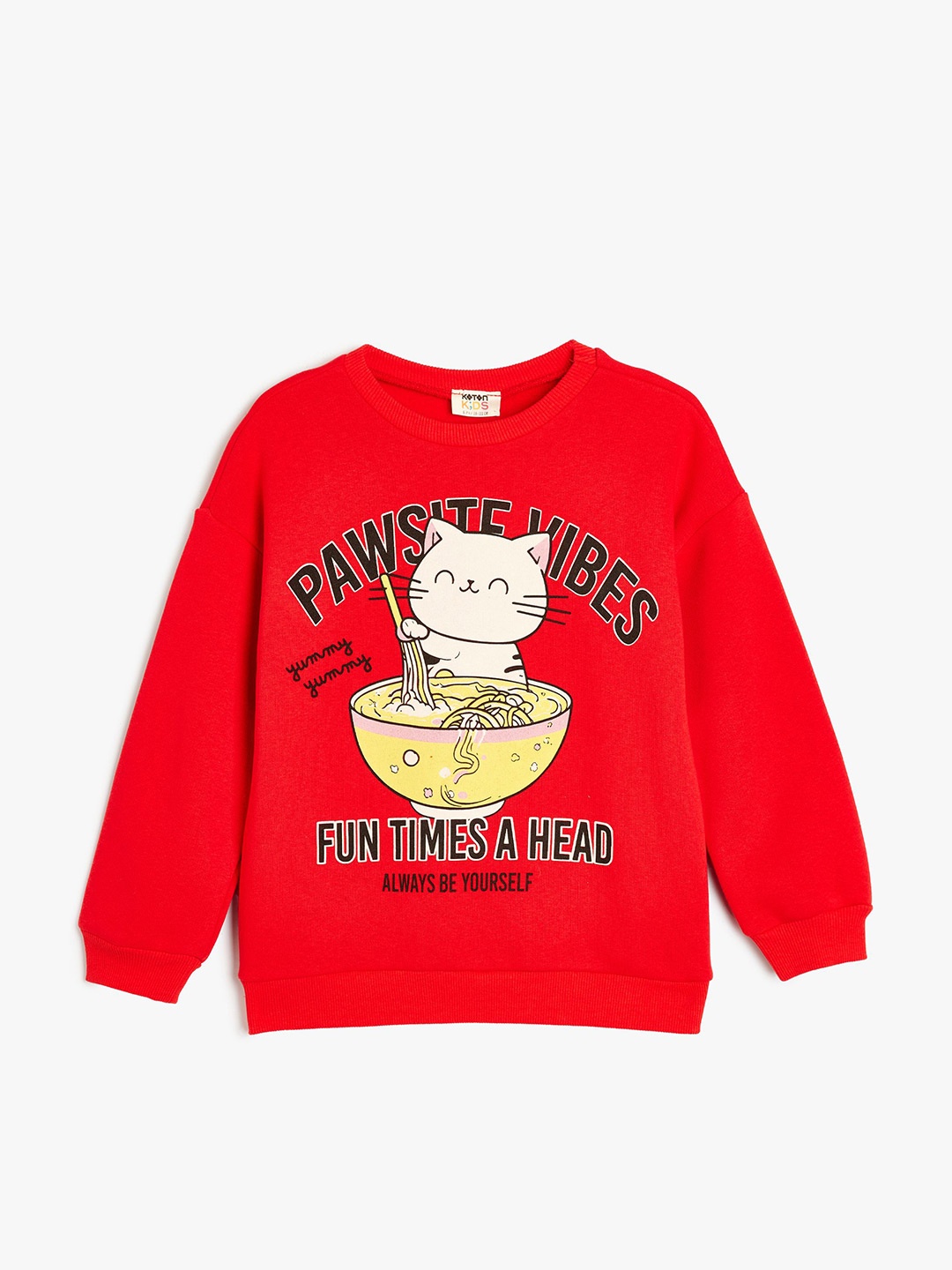 

Koton Girls Graphic Printed Round Neck Cotton Pullover Sweatshirt, Red