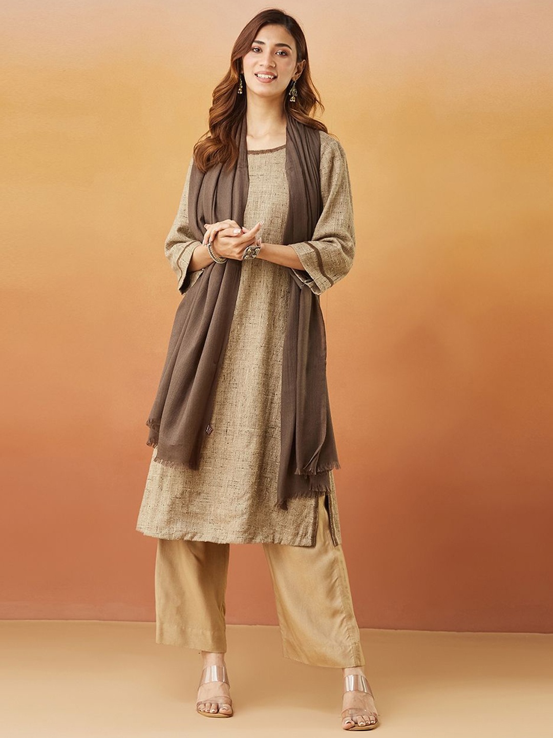 

Fabindia Women Woven Design Stole, Taupe