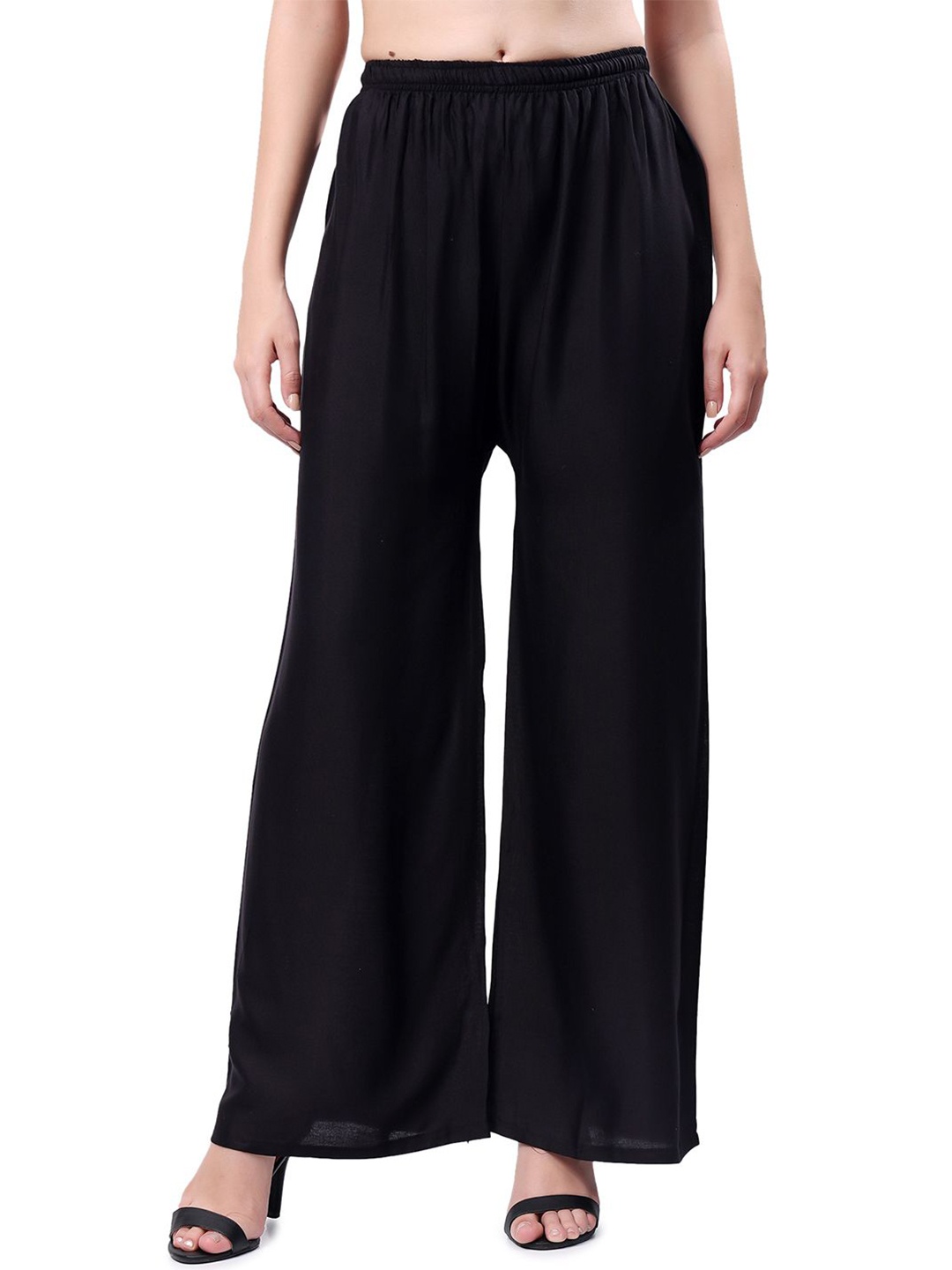 

Keviv Women Solid Wide Leg Palazzos, Black
