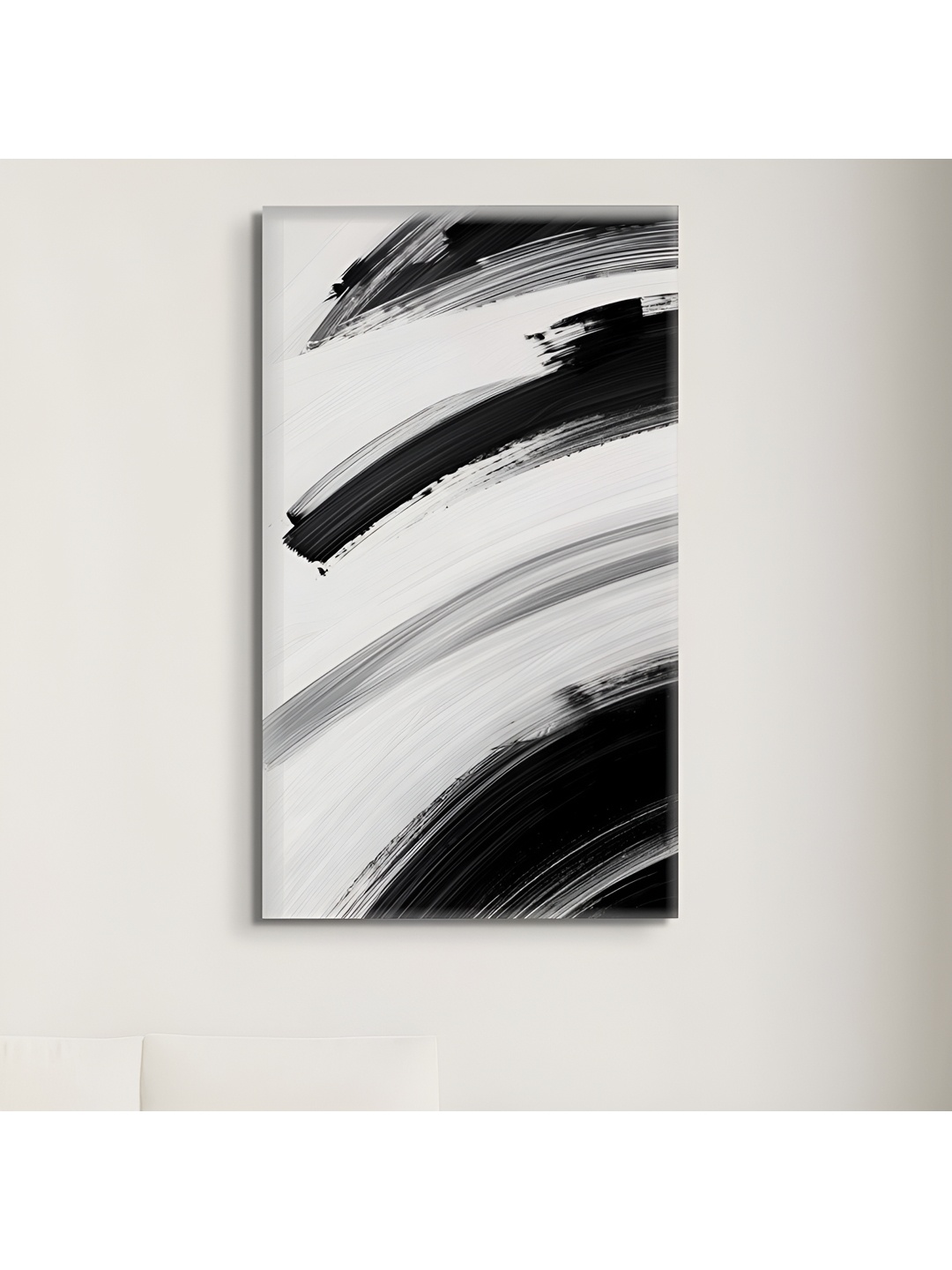 

nestroots White & Black Abstract Canvas Painting Wall Art