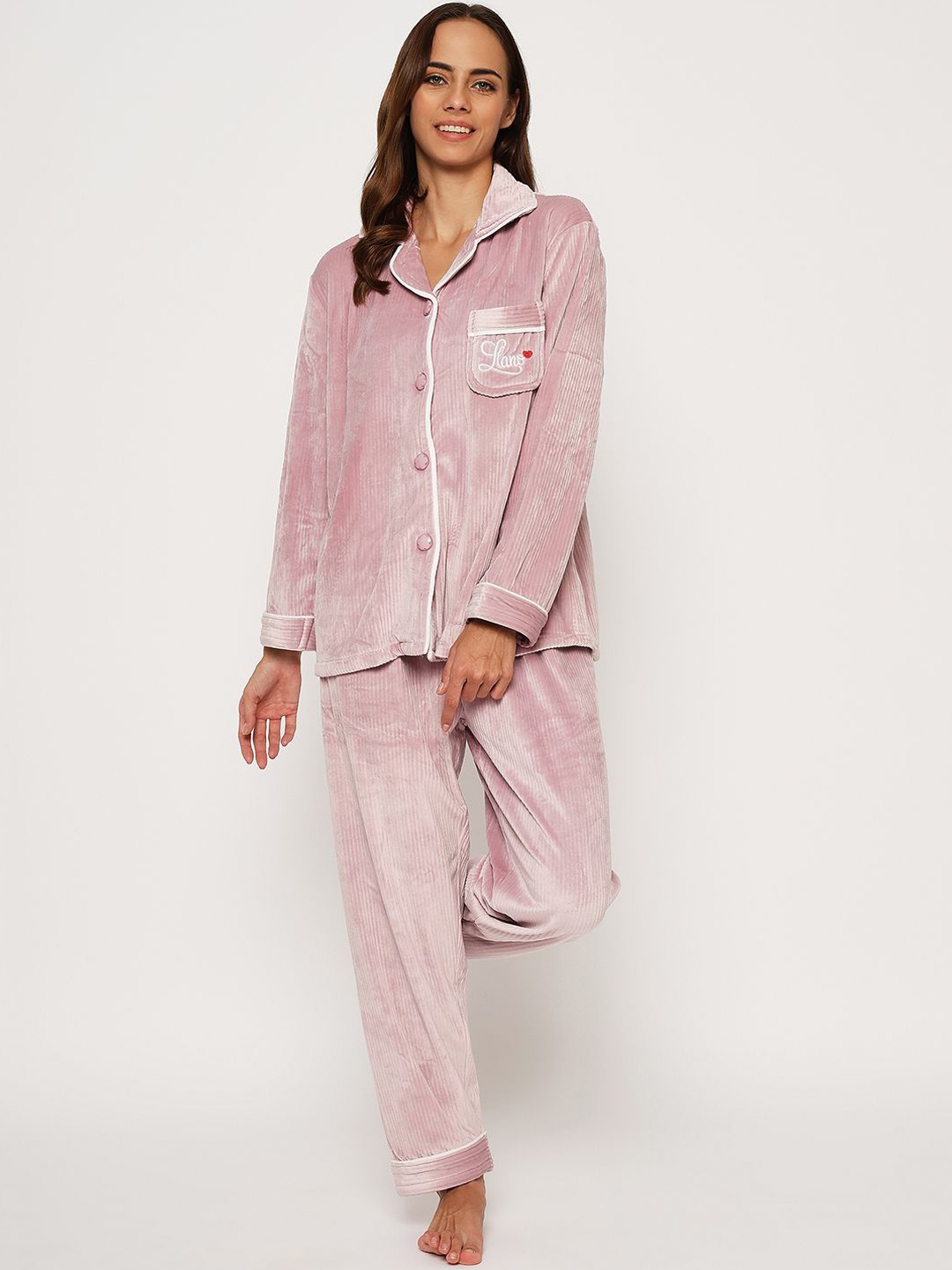 

Camey Women Solid Night suit, Peach