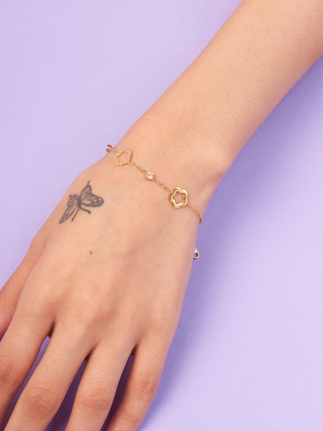 

SALTY Stainless Steel Stone Studded Wraparound Bracelet, Gold