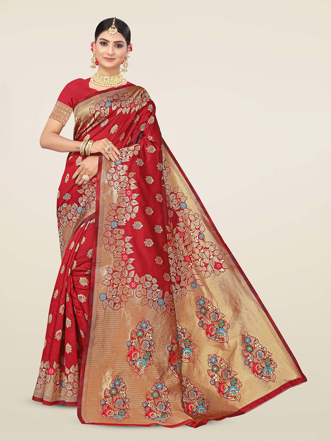 

Maroosh Woven Design Zari Banarasi Saree, Maroon