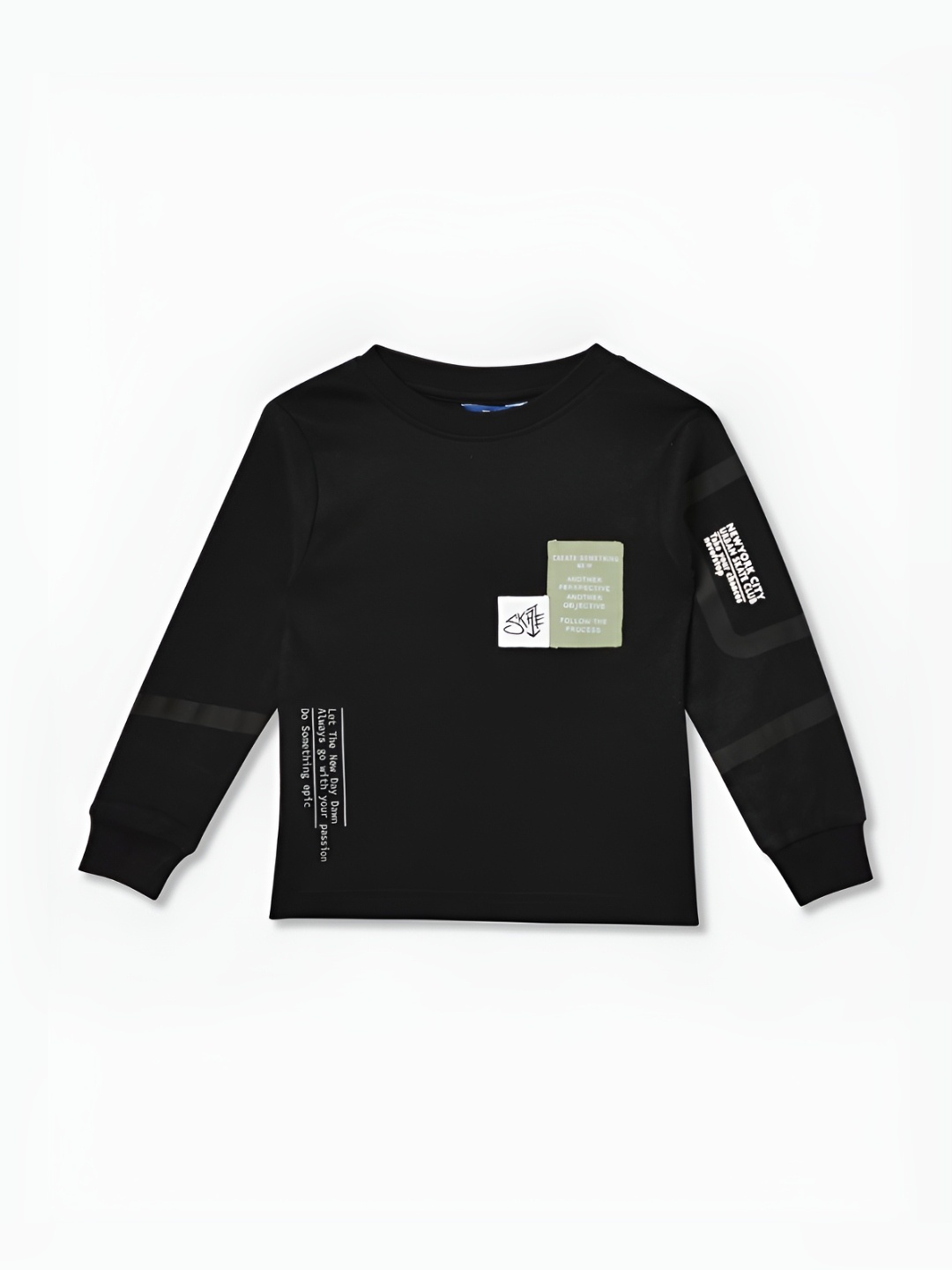 

R&B Boys Typography Printed Round Neck Cotton T-shirt, Black