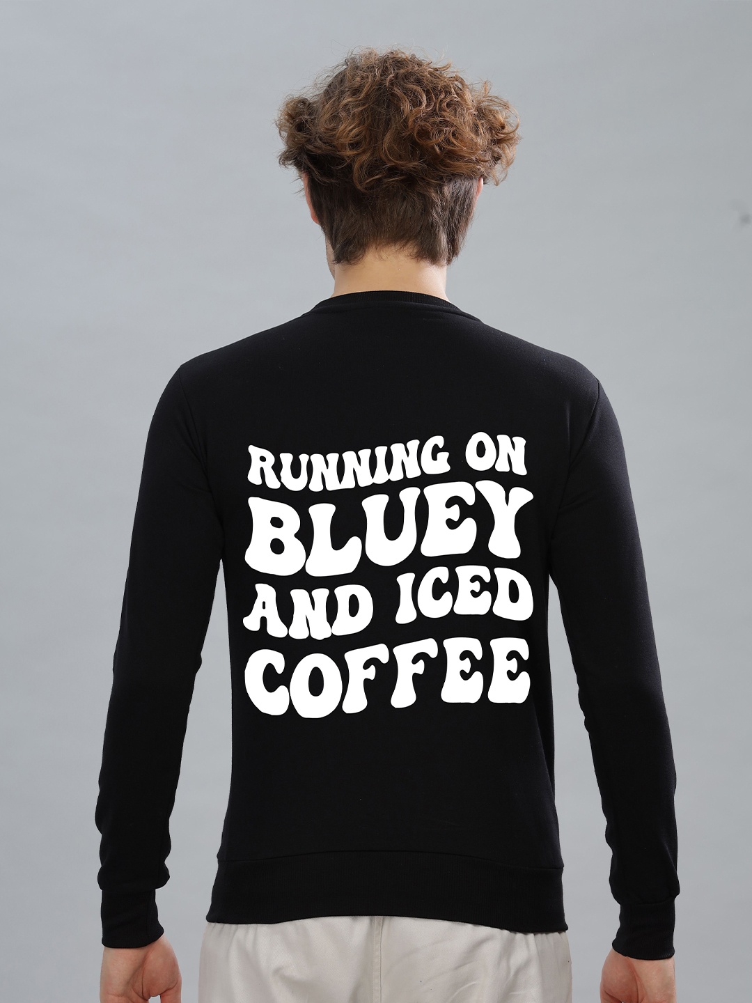 

FALTU.CO Men Typography Printed Round Neck Cotton Pullover Sweatshirt, Black