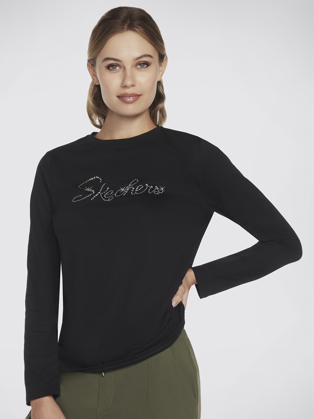 

Skechers Women Embellished Round Neck Top, Black