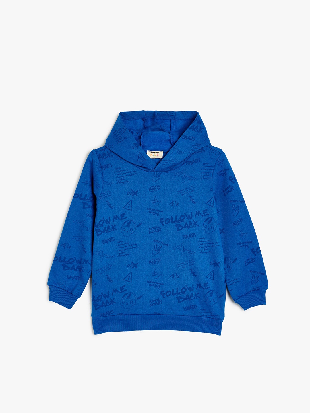 

Koton Boys Typography Printed Hood Cotton Pullover Sweatshirt, Blue