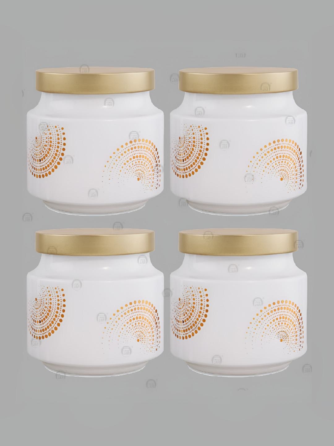 

CROCO JAR White 2 Pieces Glass Dishwasher Safe Container 600 ml