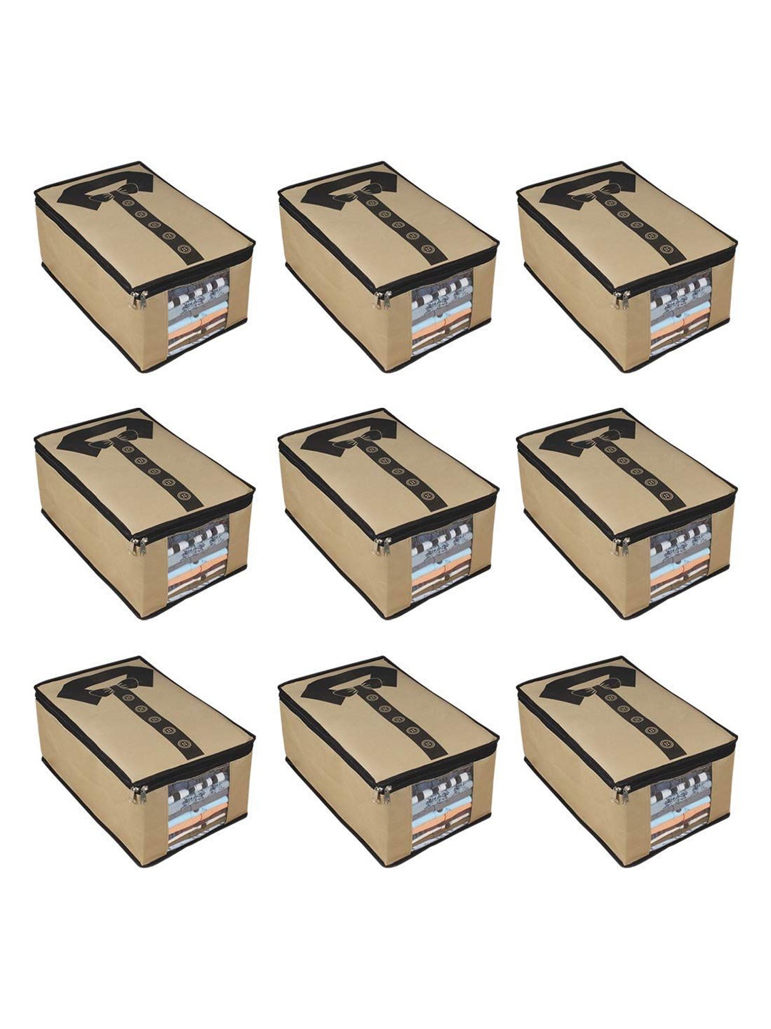 

prettykrafts Beige 9 Pieces Printed Multi-Utility Organisers