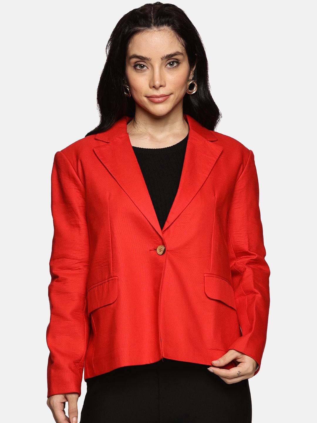 

Indyvarna Single-Breasted Blazer, Red