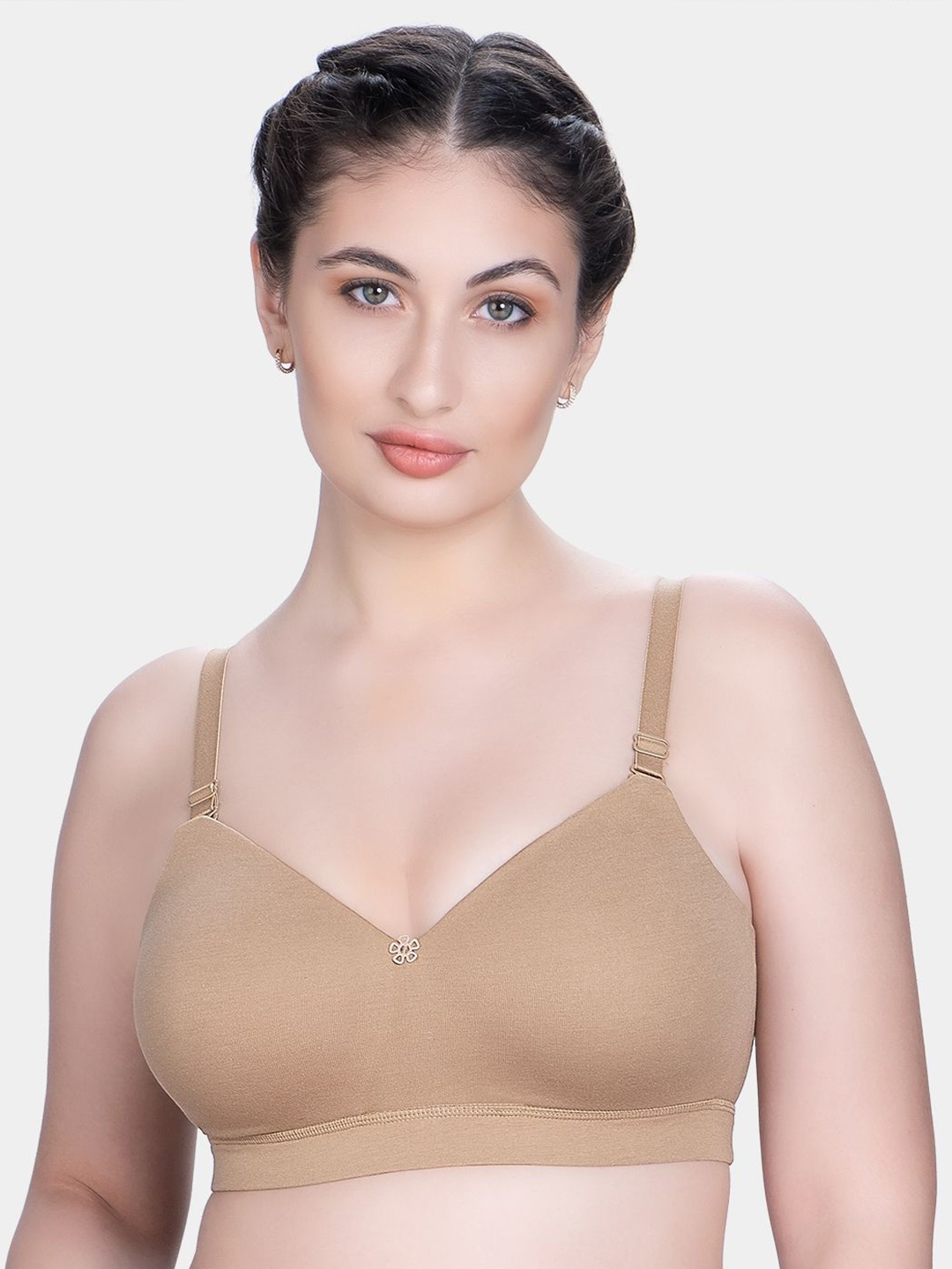 

Trylo Bestie Women Combed Cotton Fabric Soft Padded Seamless Full Coverage Bra, Nude