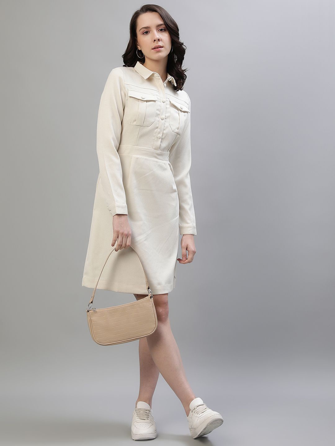 

Iconic Shirt Collar Sheath Dress, Off white