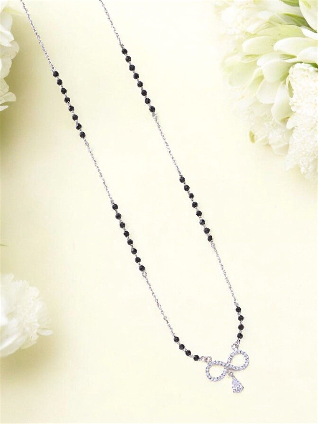 

Taraash 925 Sterling Silver Stone Studded & Beaded Infiniti Charm Mangalsutra