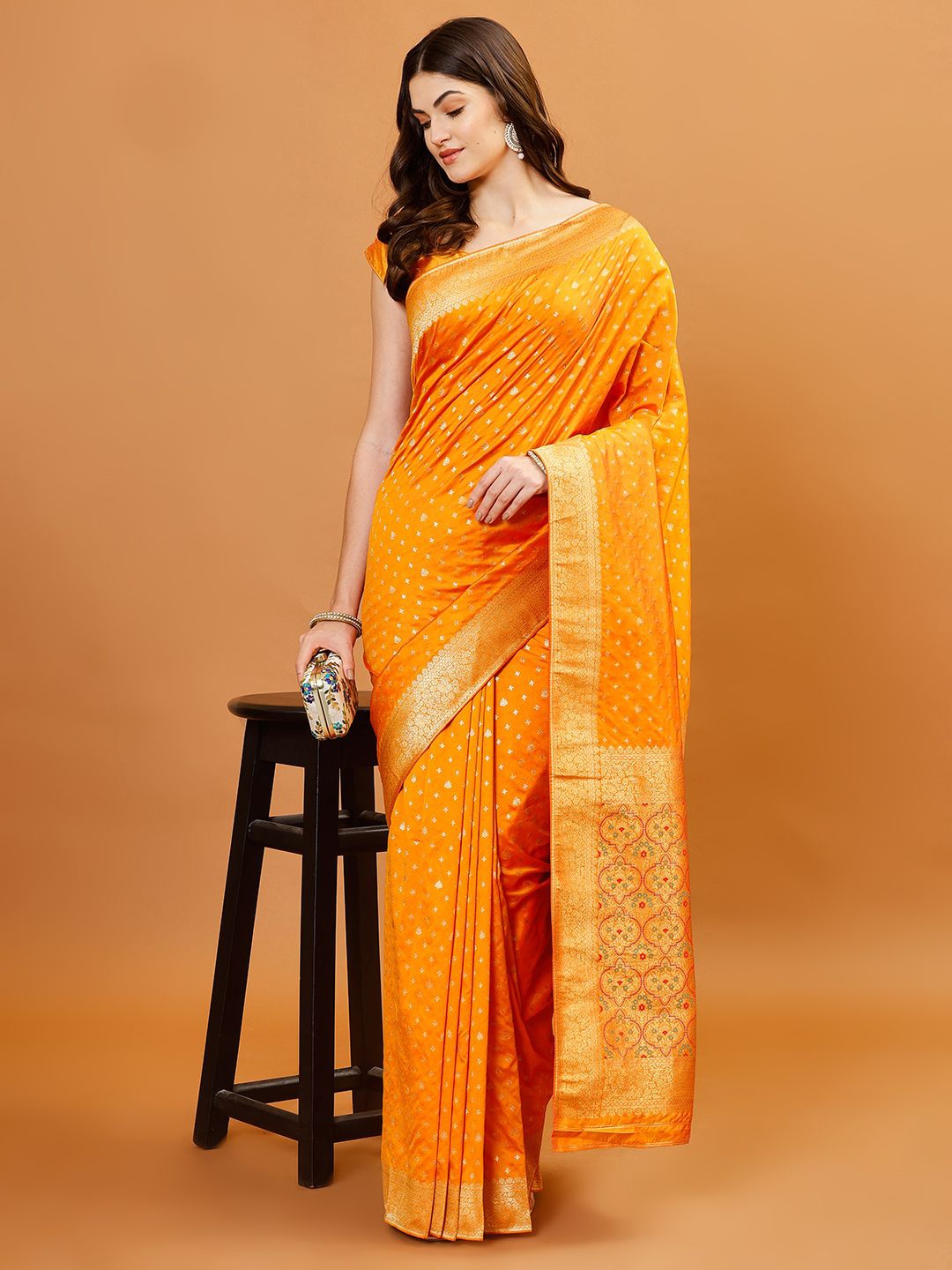 

Meena Bazaar Woven Design Zari Banarasi Saree, Yellow