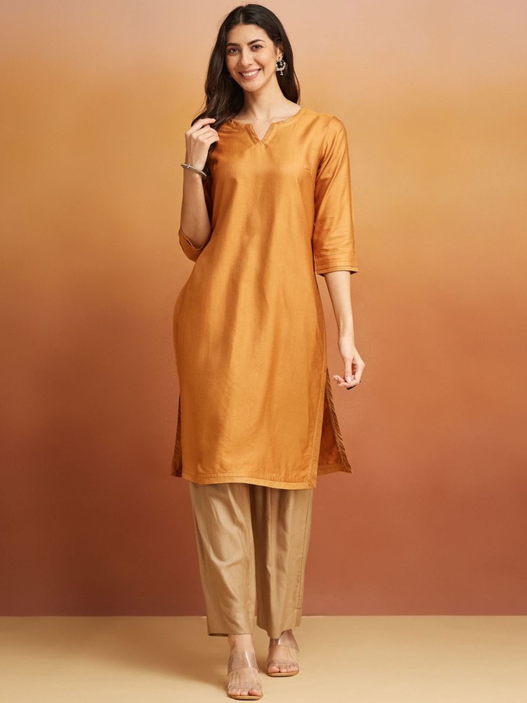 

Fabindia Women Kurta, Rust