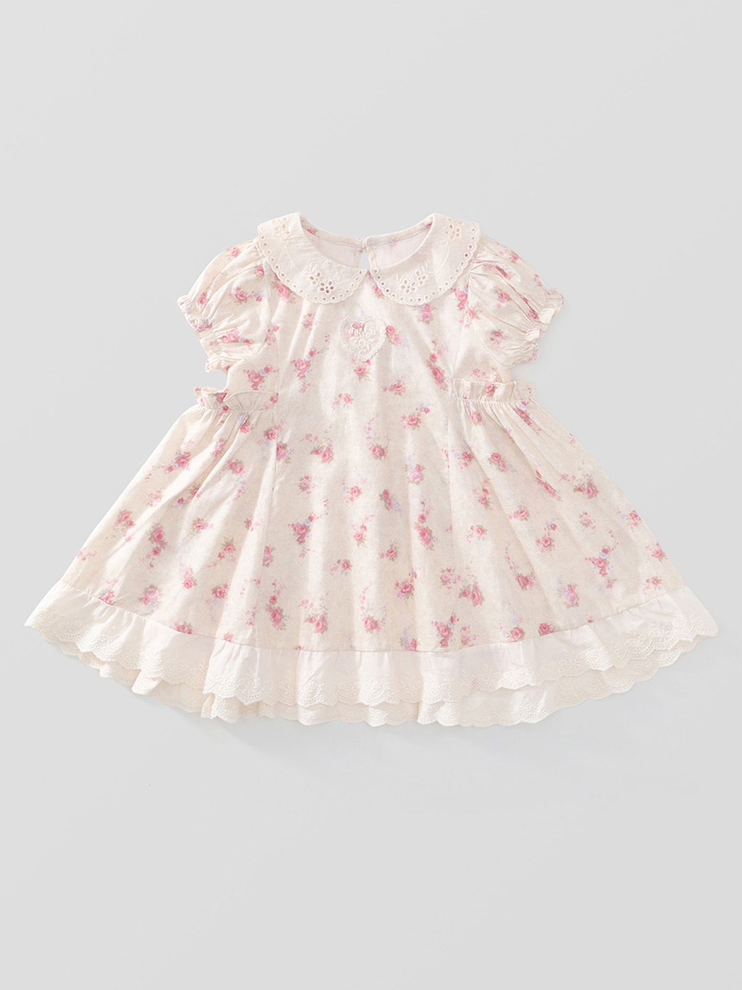 

LULU & SKY Girls Floral Printed Cotton Fit & Flare Dress, Pink