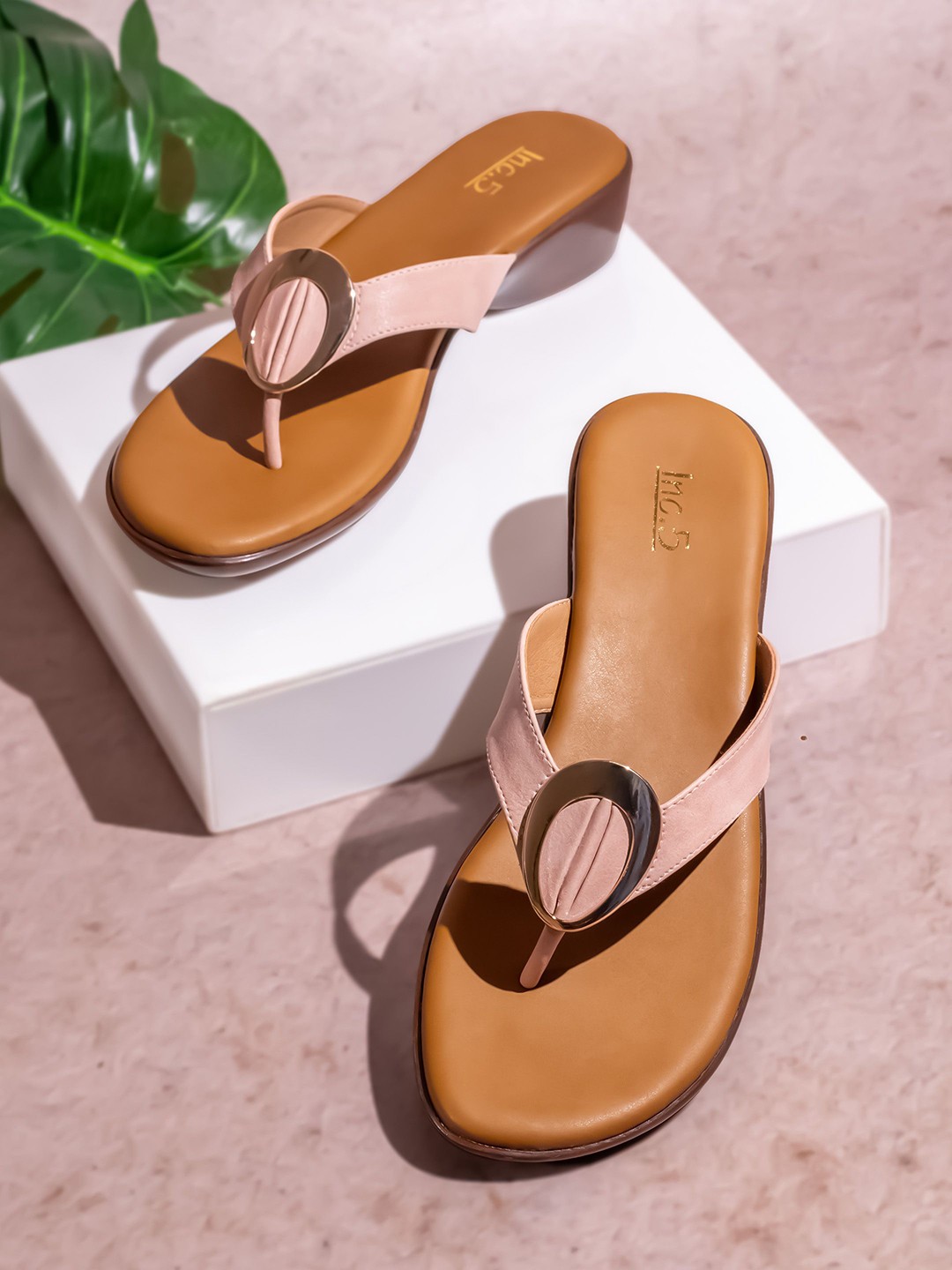 

Inc 5 Women Casual Solid Block Heel Sandals, Peach