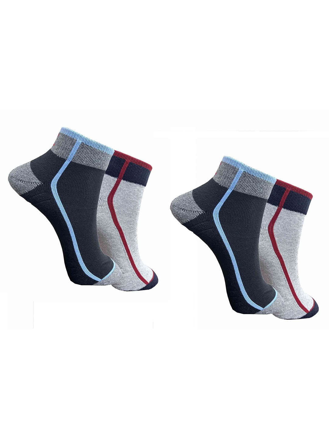 

HRX by Hrithik Roshan Adults Pack Of 4 Striped Ankle Length Socks, Grey
