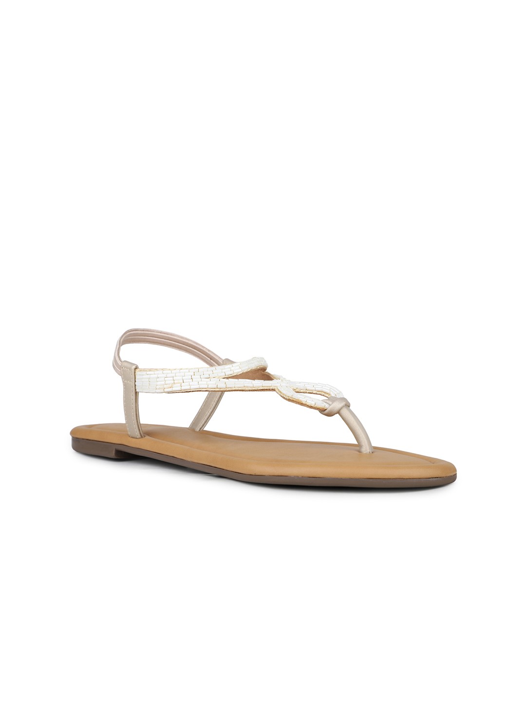 

Inc 5 Women Textured T-Strap Flats, White