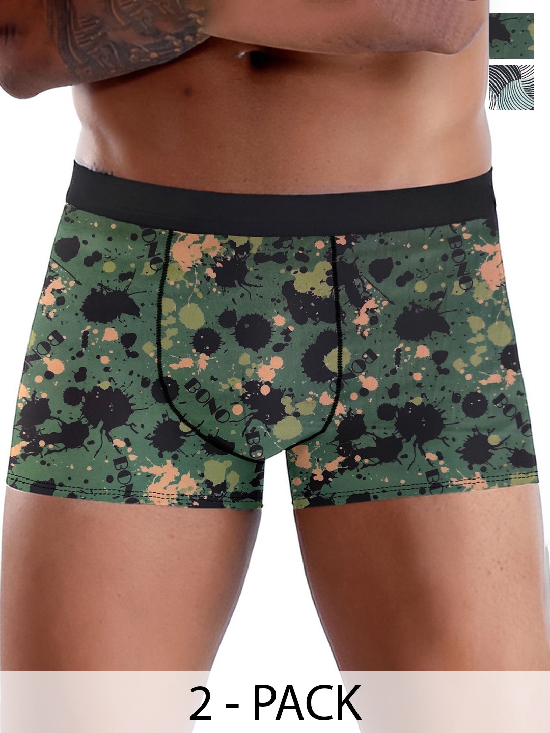 

DISPENSER Men Pack Of 2 Printed Breathability TrunkV12-C12-C13-M, Green