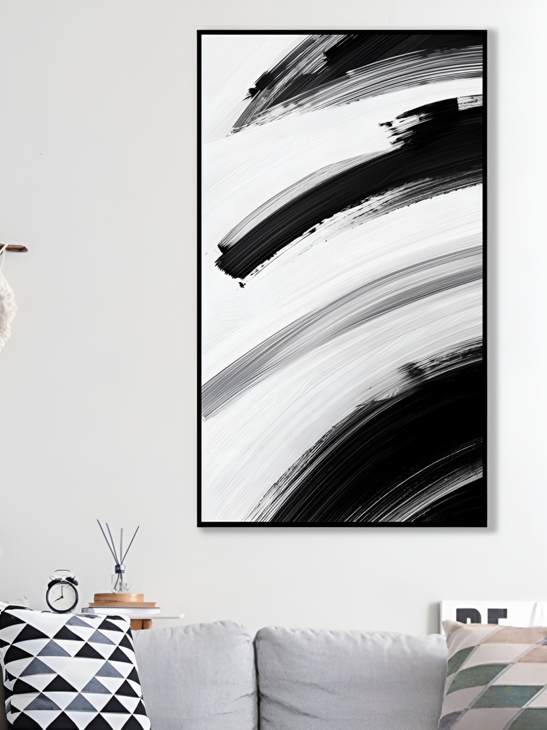 

nestroots Abstract Elegance Monochrome Black & White Canvas Wall Painting