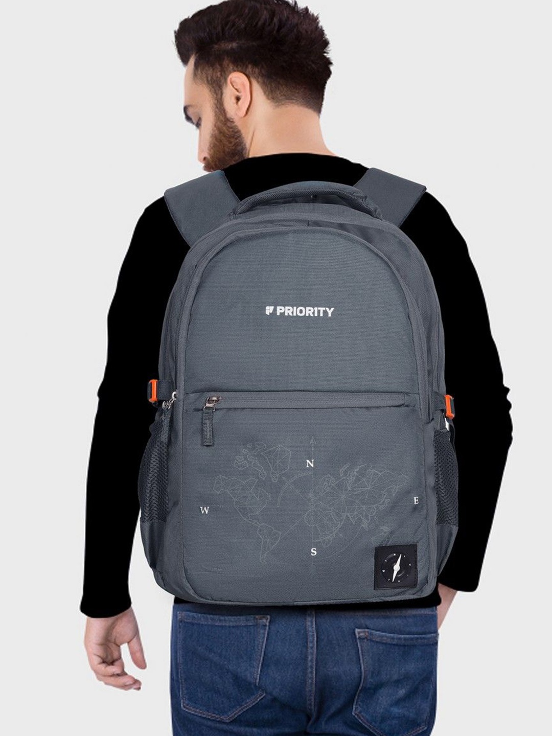 

Priority Unisex Brand Logo Backpack, Grey