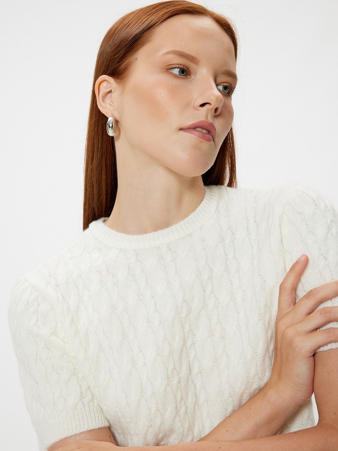 

Koton Women Cable Knit Pullover Sweater, White