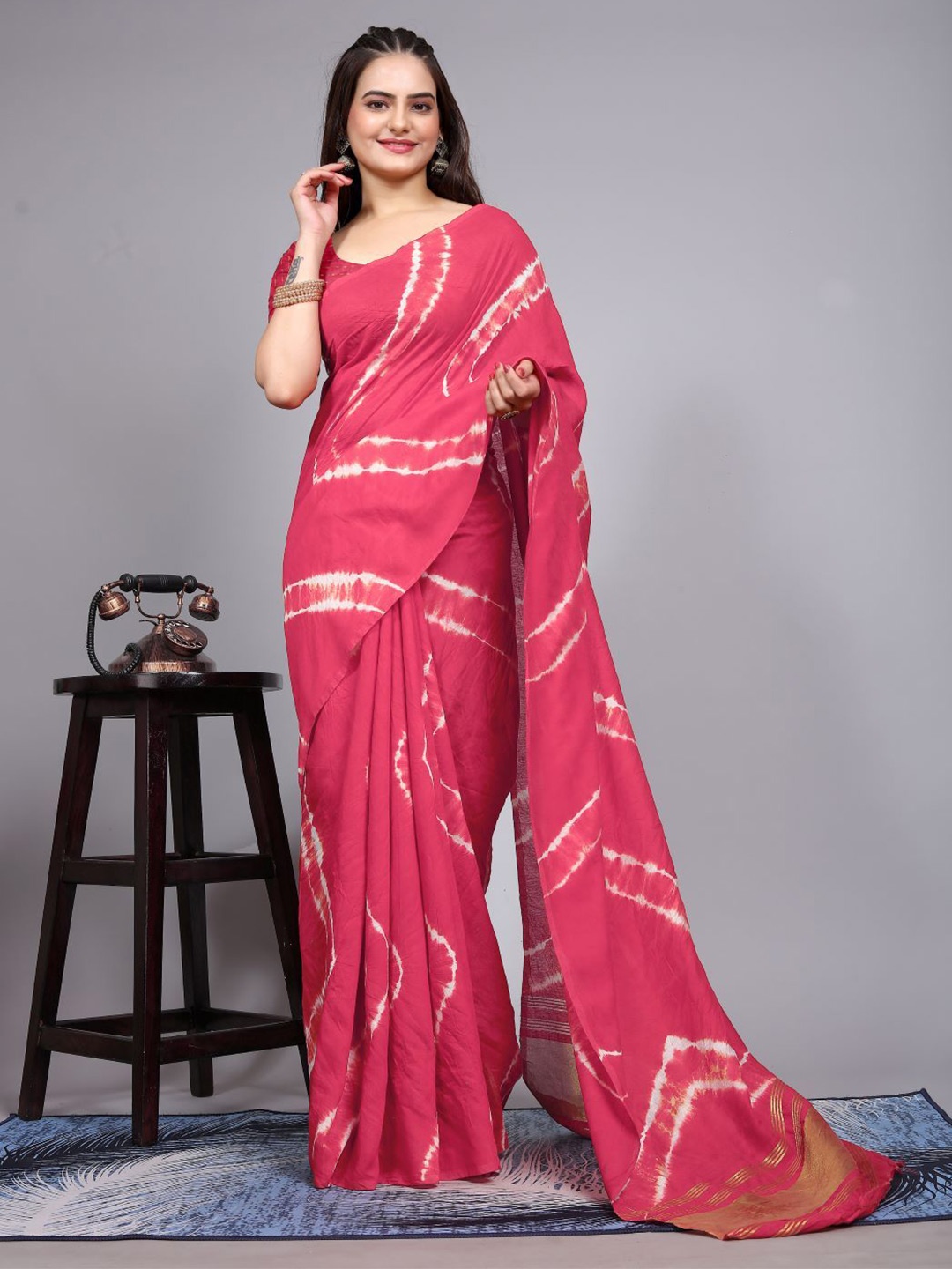 

Anouk Tie and Dye Saree, Pink