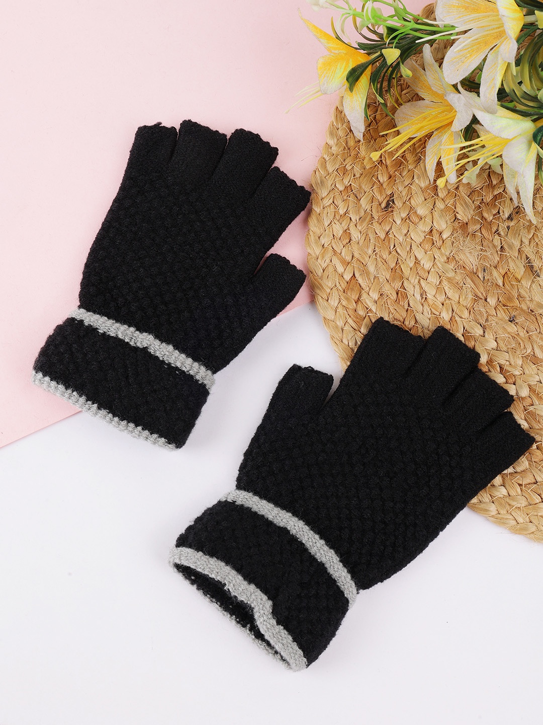 

ELLIS Unisex Synthetic Fingerless Gloves, Black