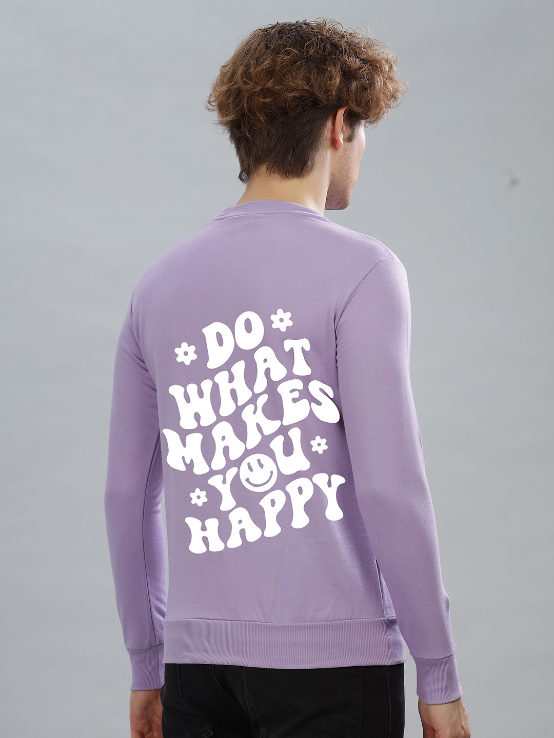 

FALTU.CO Men Typography Printed Round Neck Cotton Pullover Sweatshirt, Lavender