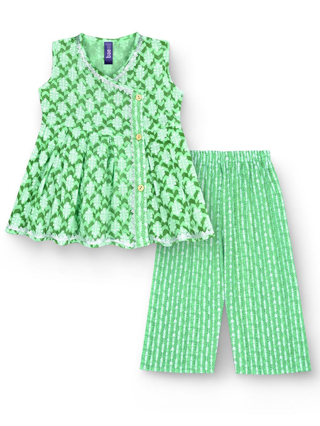 

BAESD Girls Printed Tunic with Trousers, Green