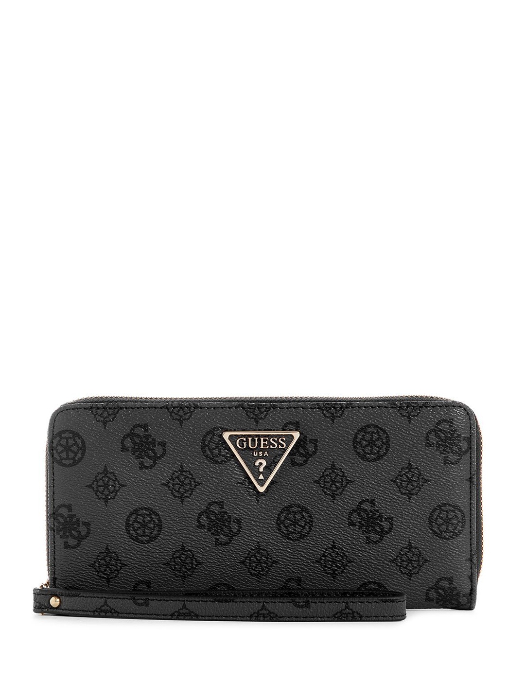 

GUESS Women Geometric Printed PU Zip Around Wallet, Charcoal