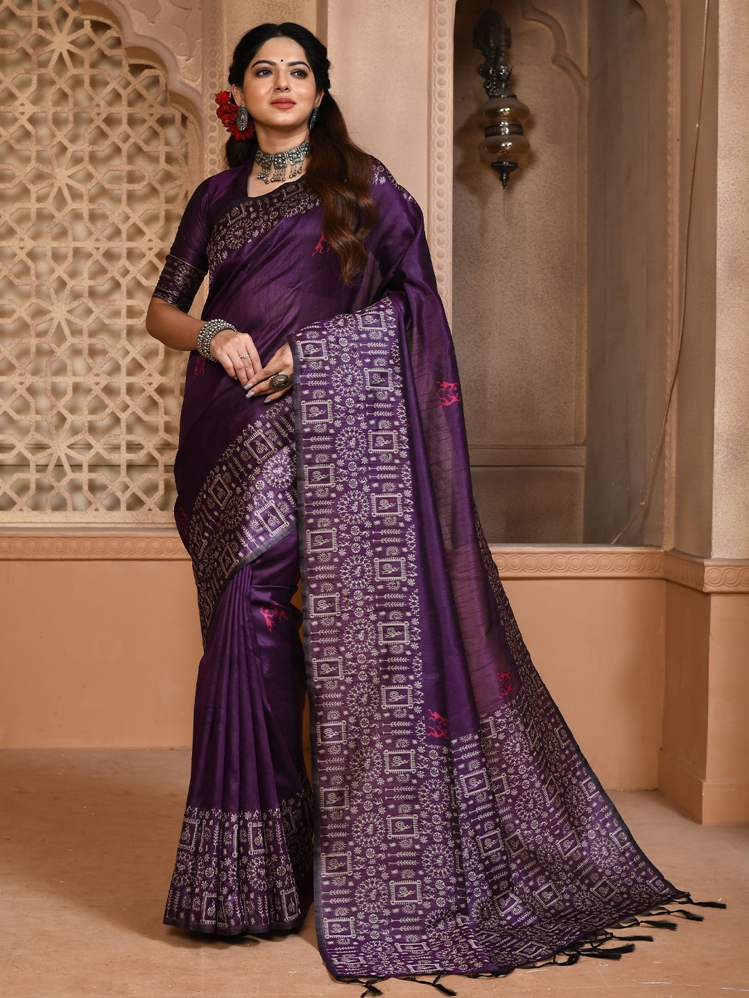 

Kandora Woven Design Pure Silk Saree, Purple
