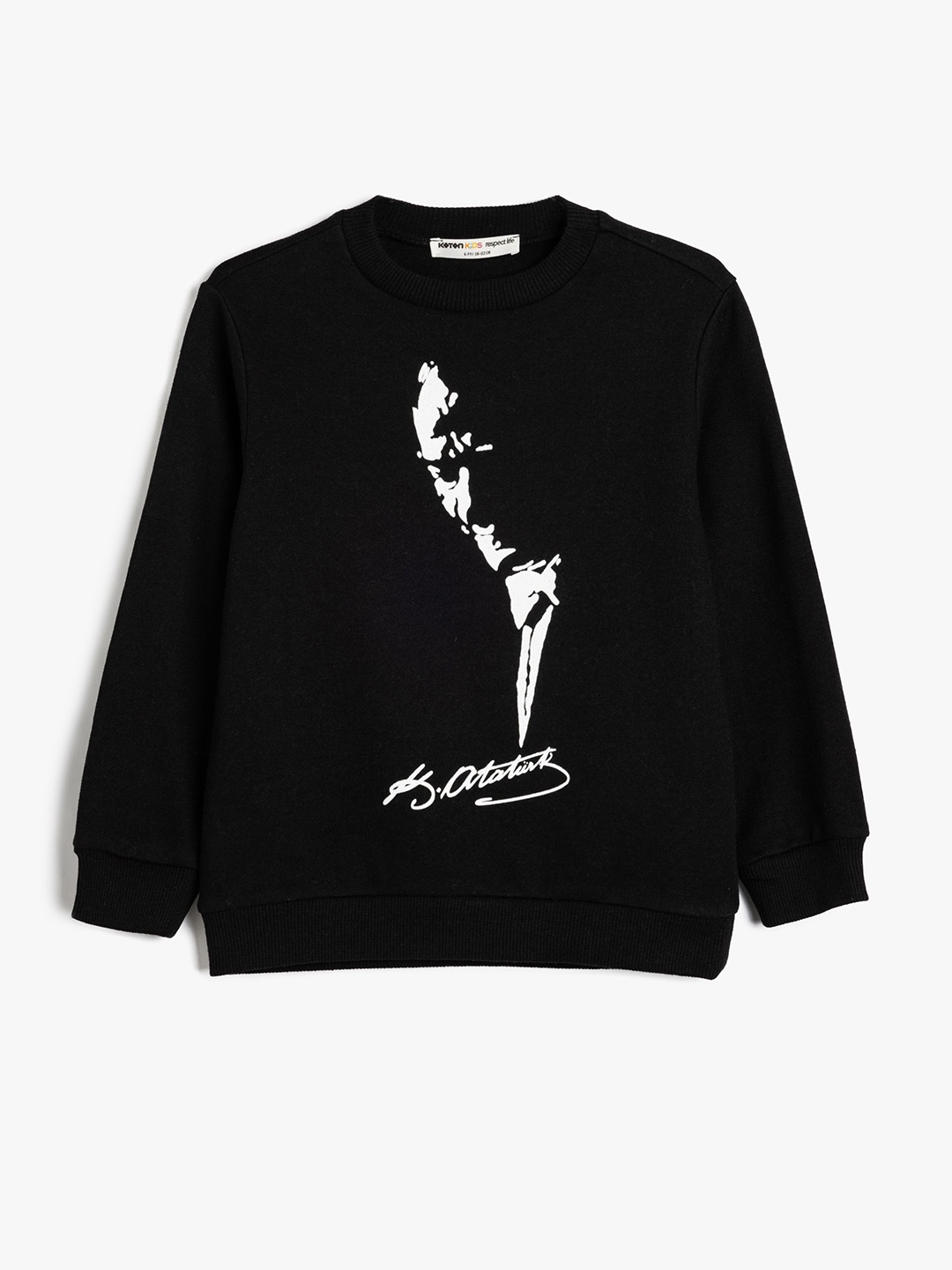 

Koton Boys Graphic Printed Round Neck Pullover Sweatshirt, Black