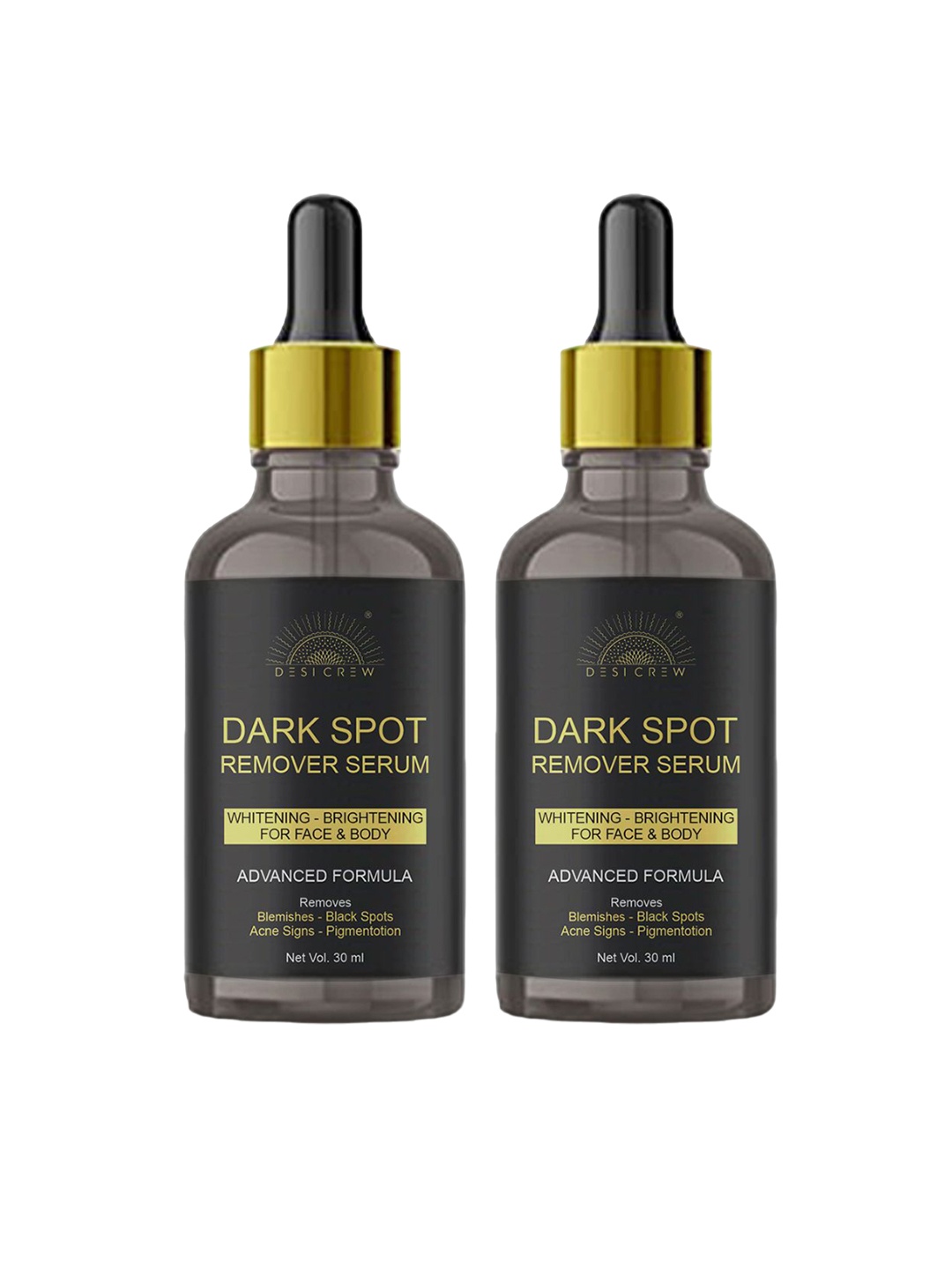 

Desi Crew Set of 2 Dark Spot Pimple Marks Acne Pigmentation Removal Serum 30 ml Each, Transparent