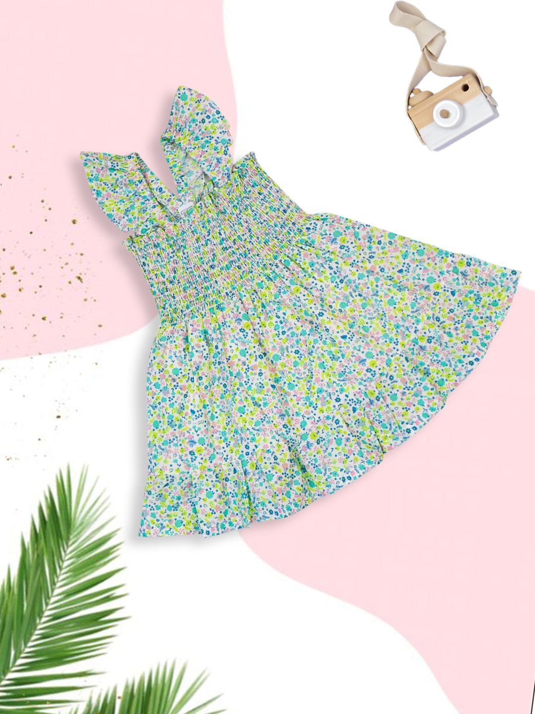 

Kids Girls MeeMee Floral Print Fit & Flare Dress, Green