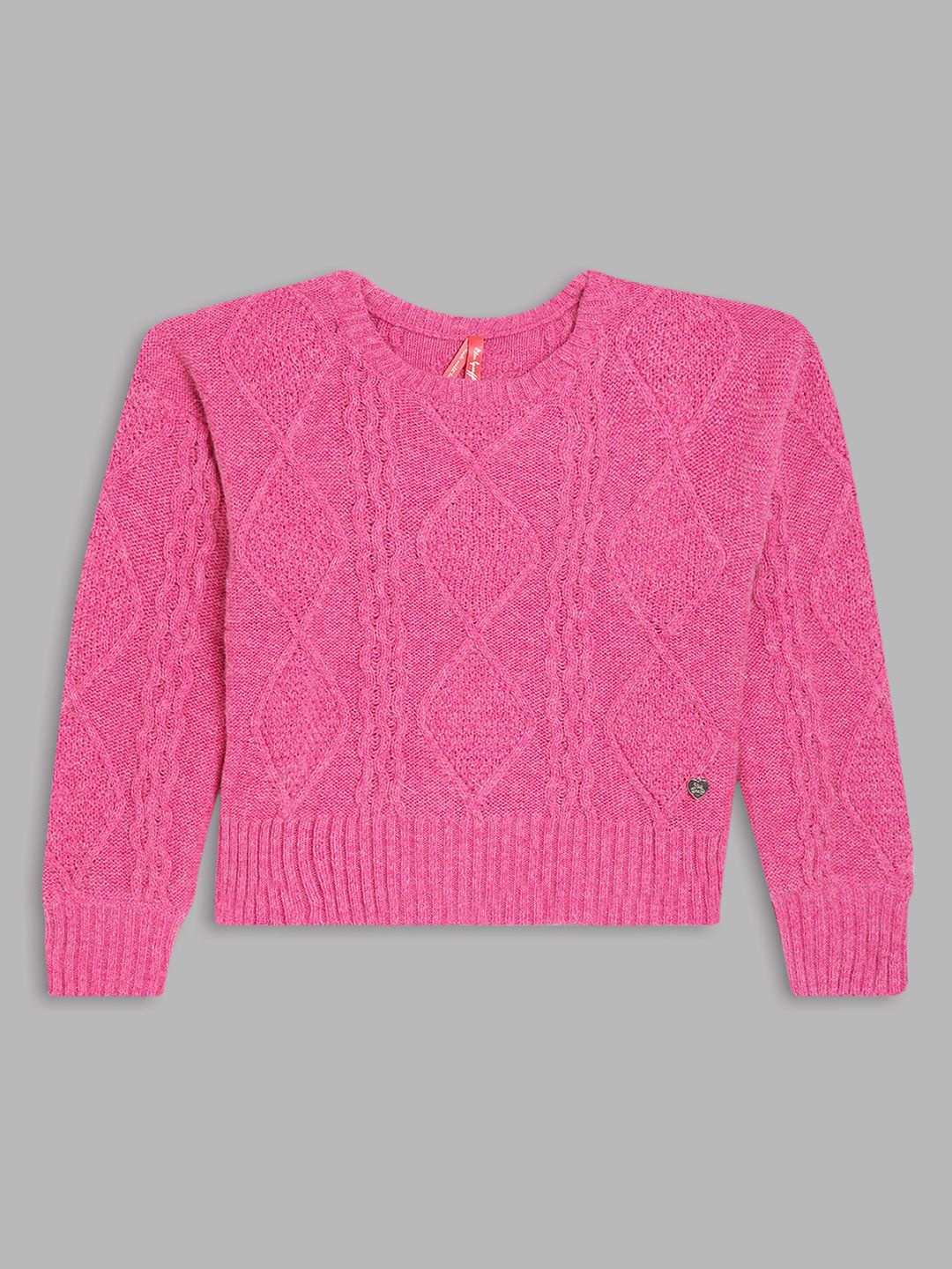 

Blue Giraffe Girls Cable Knit Woollen Pullover Sweater, Pink
