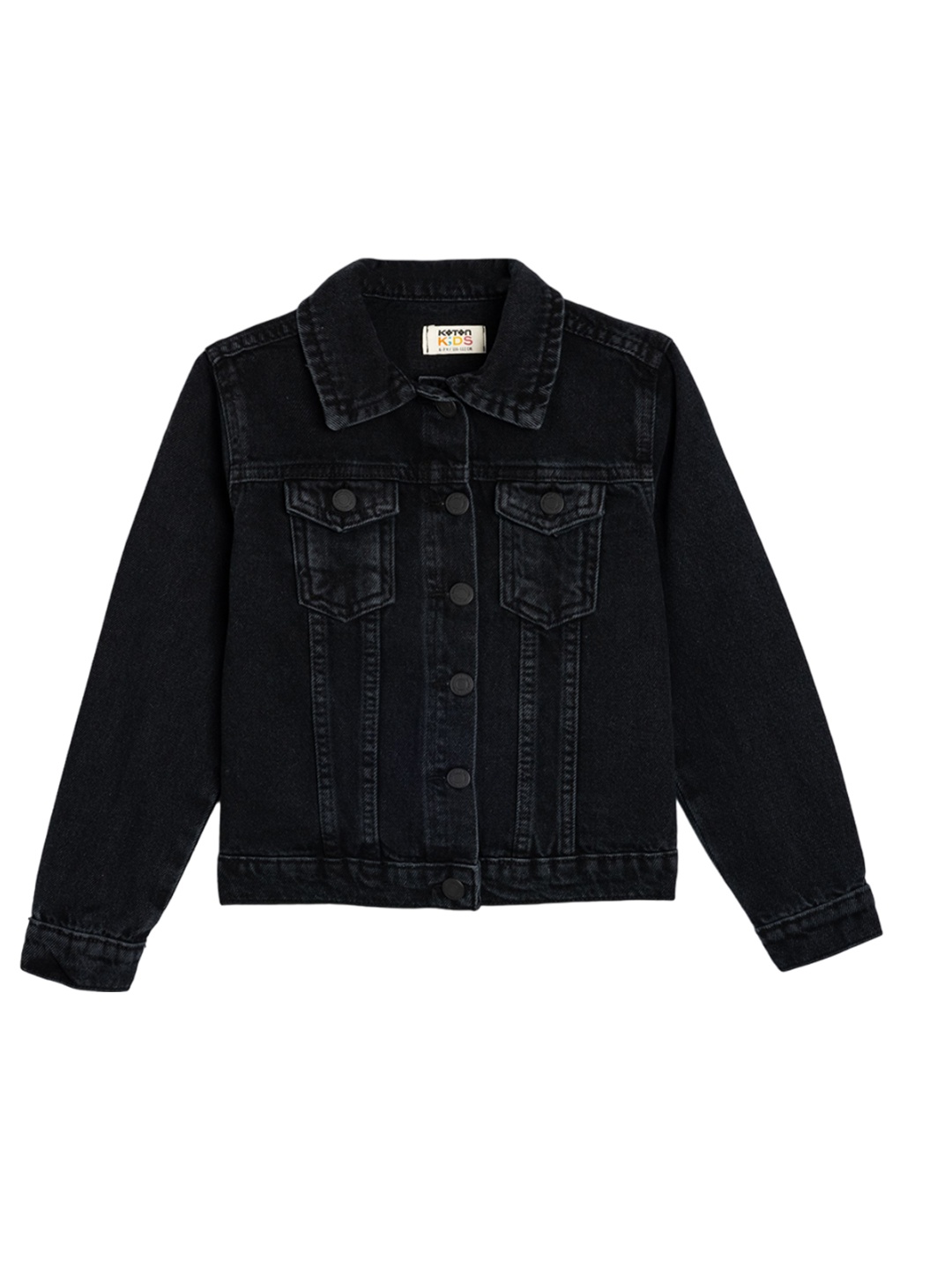 

Koton Girls Cotton Geometric Denim Jacket, Black