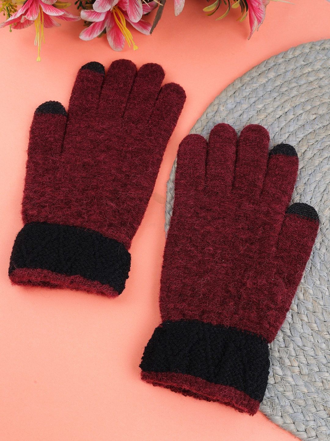 

ELLIS Kids Patterned Acrylic Touchscreen Gloves, Maroon