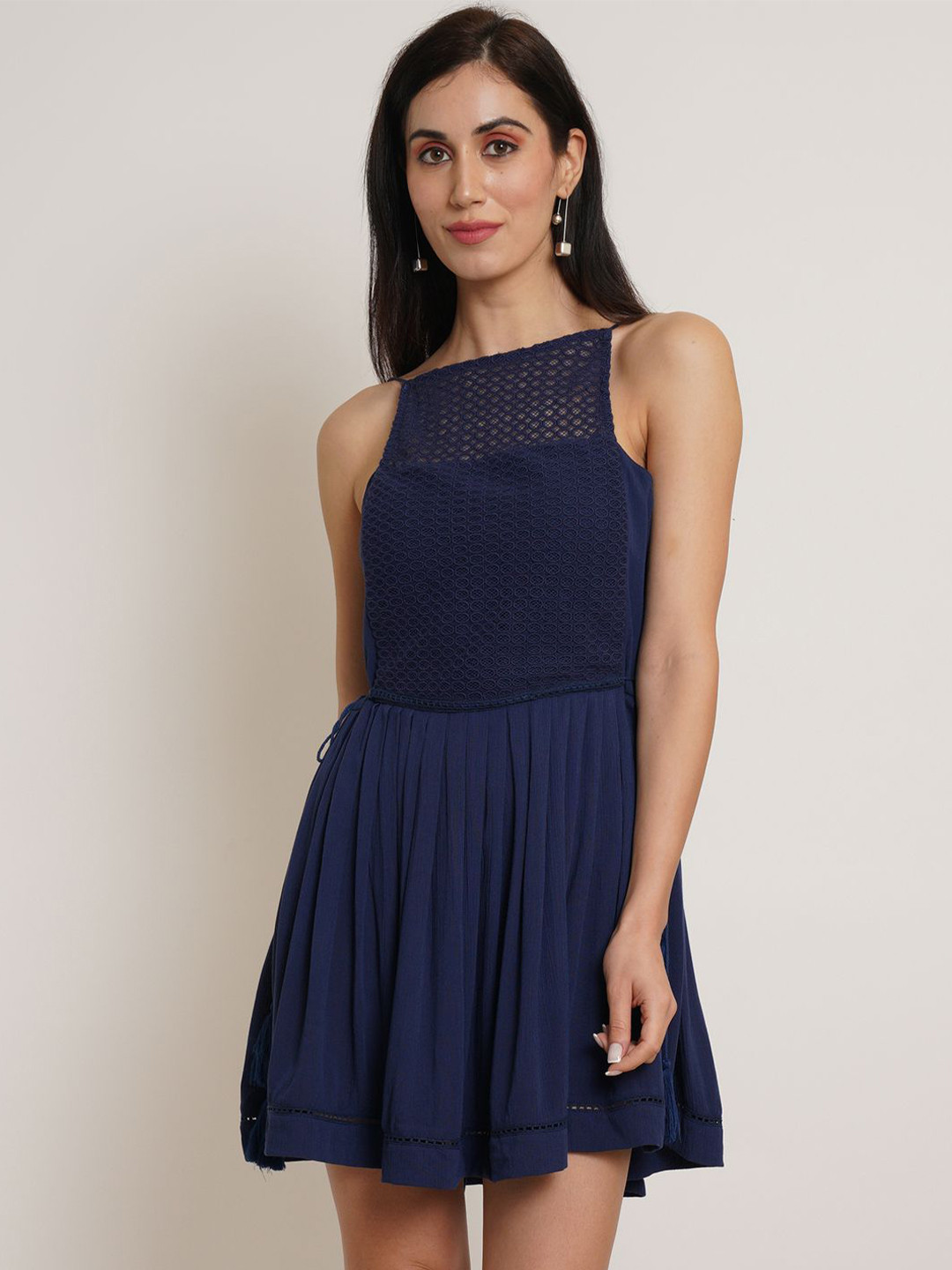 

Mast & Harbour Crepe Fit - Flare Dress, Navy blue