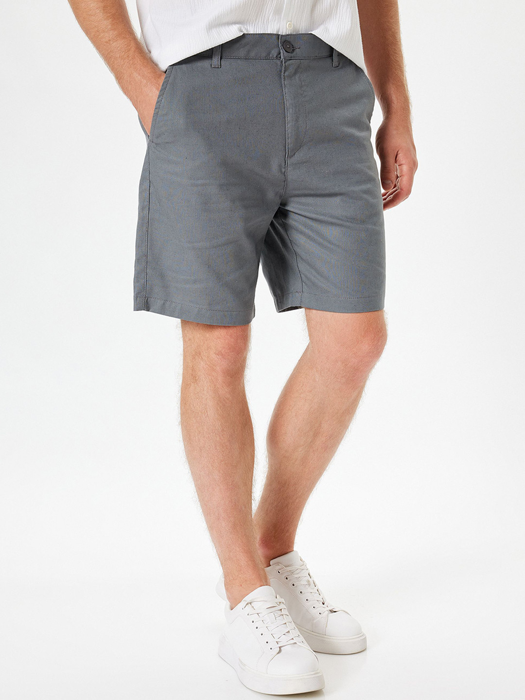 

Koton Men Solid Linen Shorts, Grey
