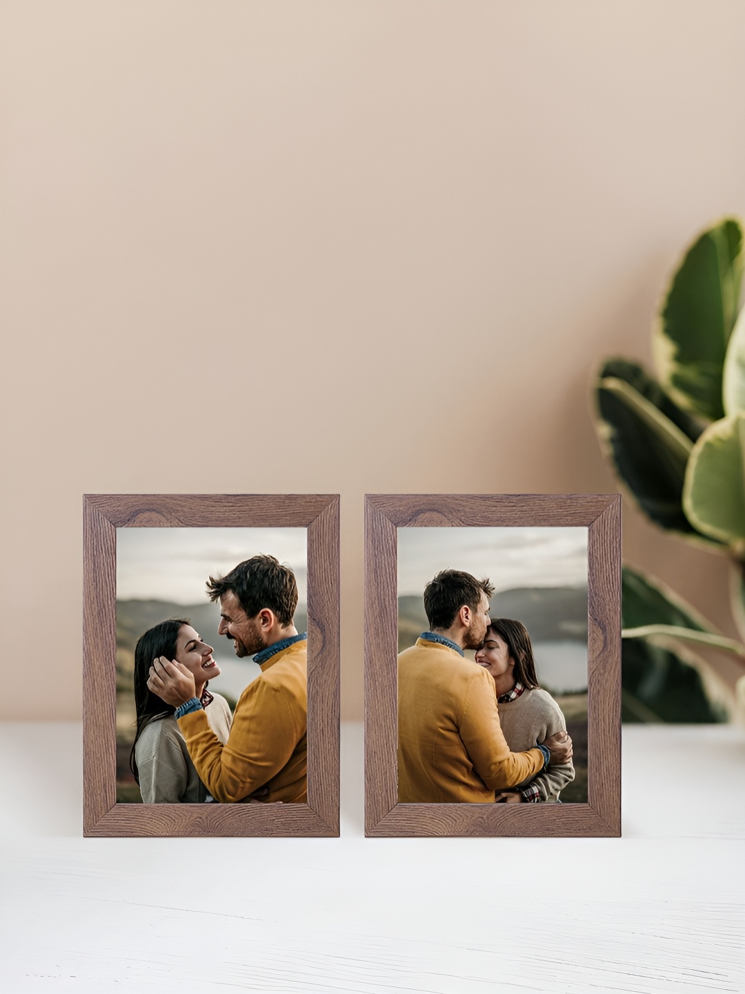 

Golden Peacock Rectangular Brown 2 Pieces Rectangular Table-Top Photo Frames