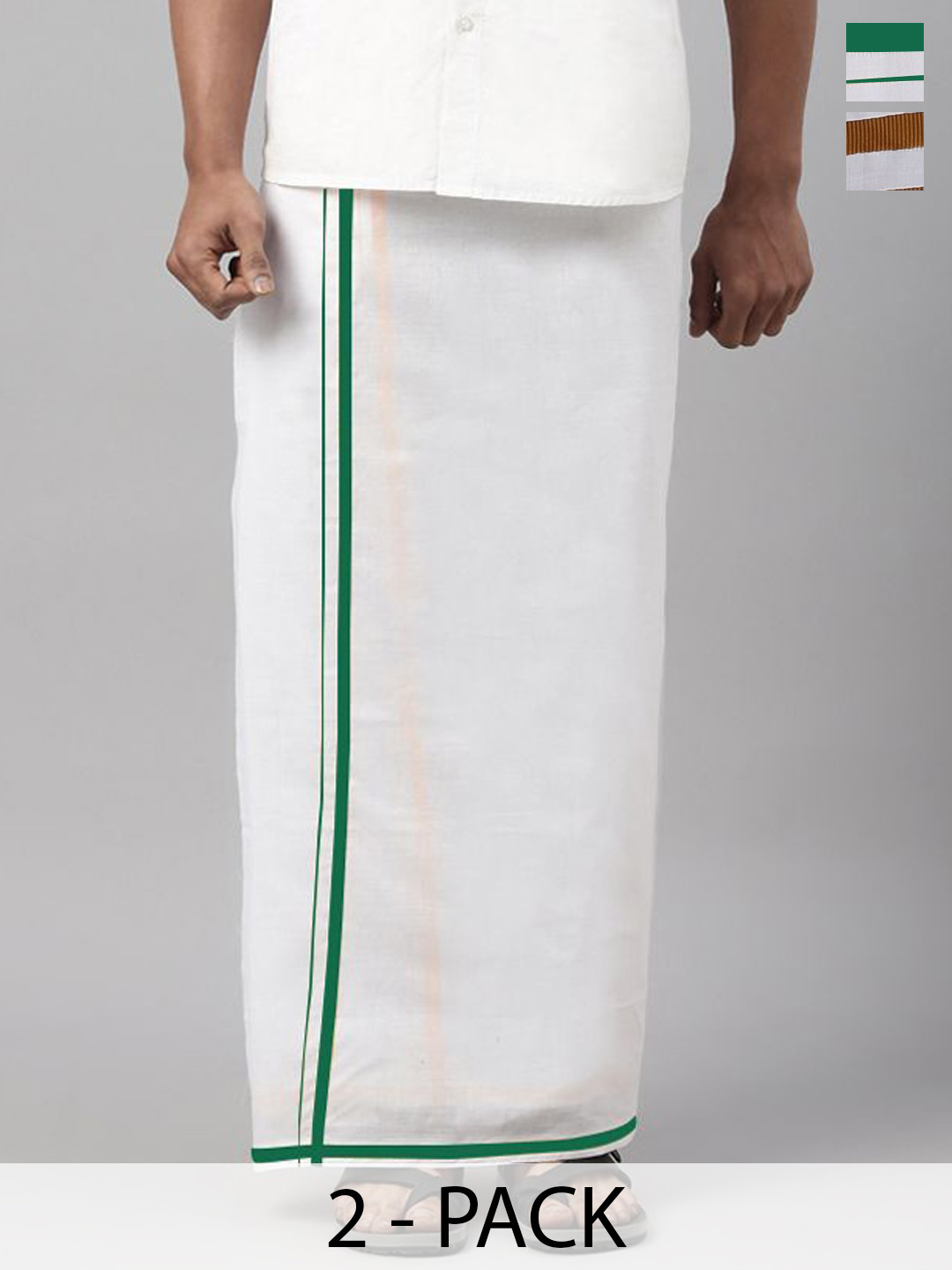 

WHITE HEART Men Pack of 2 Pure Cotton Dhotis