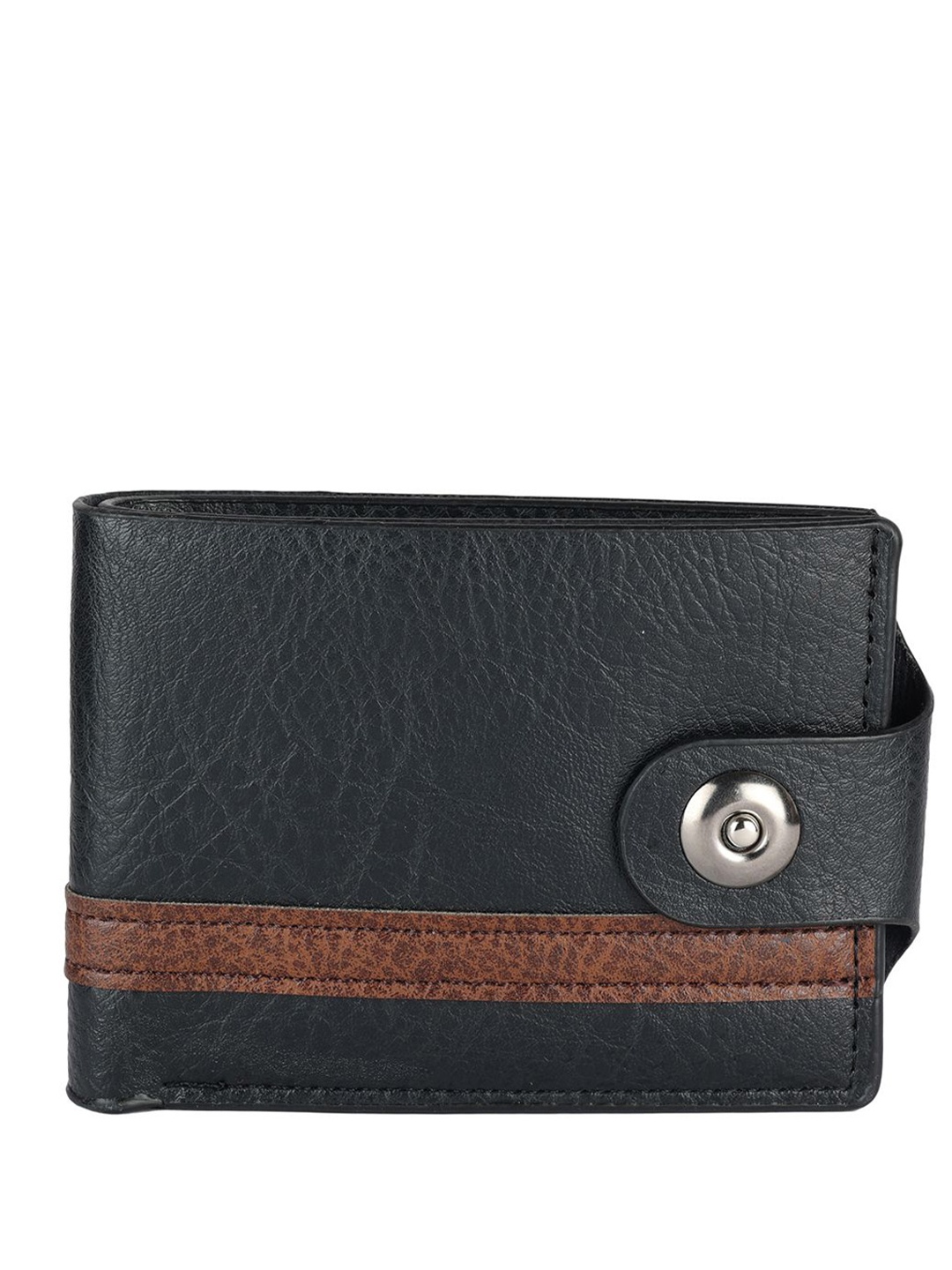 

SAZARA Women Leather Two Fold Wallet, Black