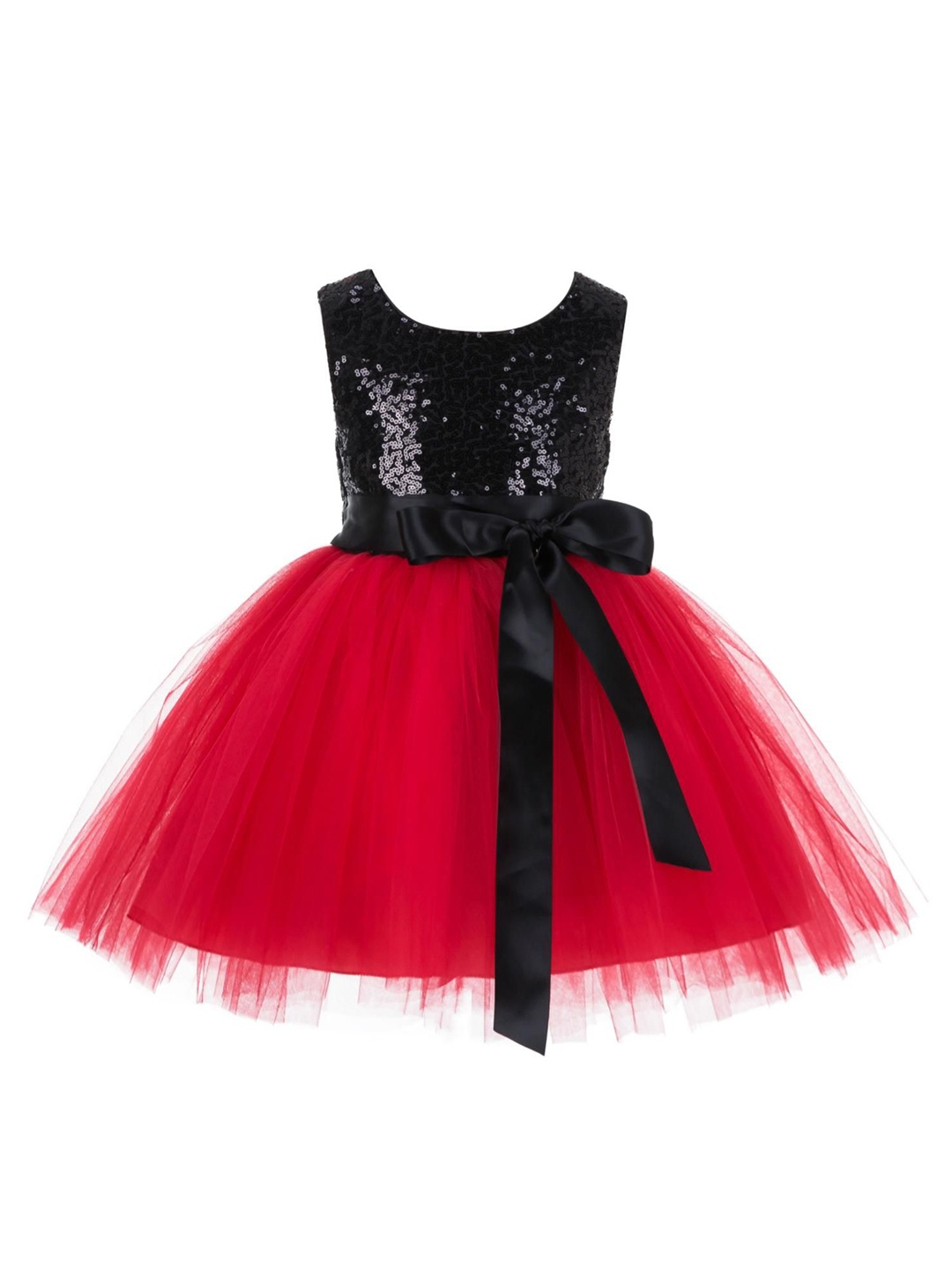 

Wish little Girls Sequined Net Fit & Flare Dress with Belt, Black