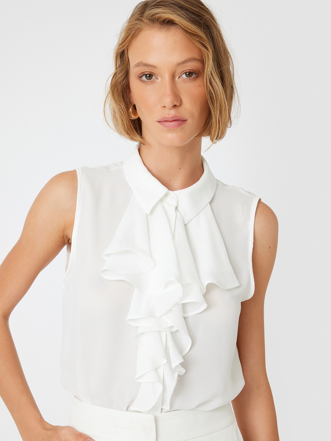 

Koton Women Cutaway Collar Solid Casual Shirt, Off white