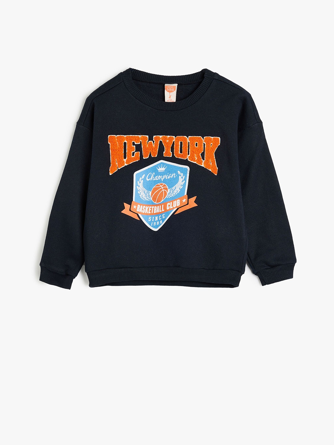 

Koton Boys Graphic Printed Round Neck Cotton Pullover Sweatshirt, Navy blue