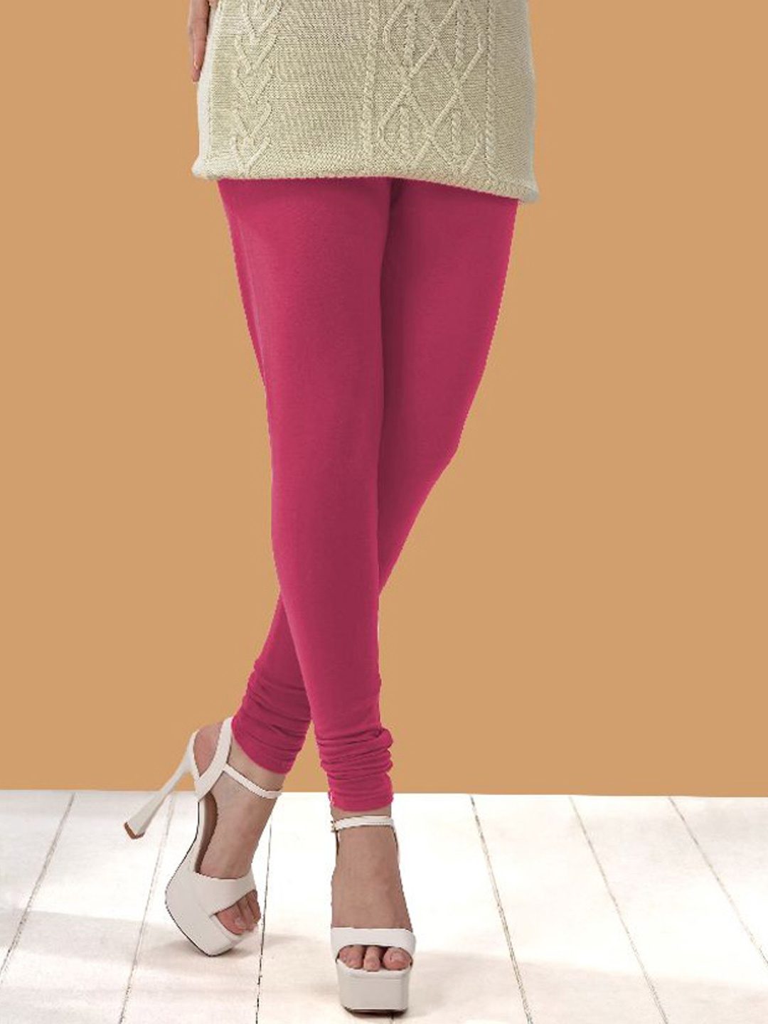 

LYRA Winter Fleece Lined Churidar Length Leggings, Pink