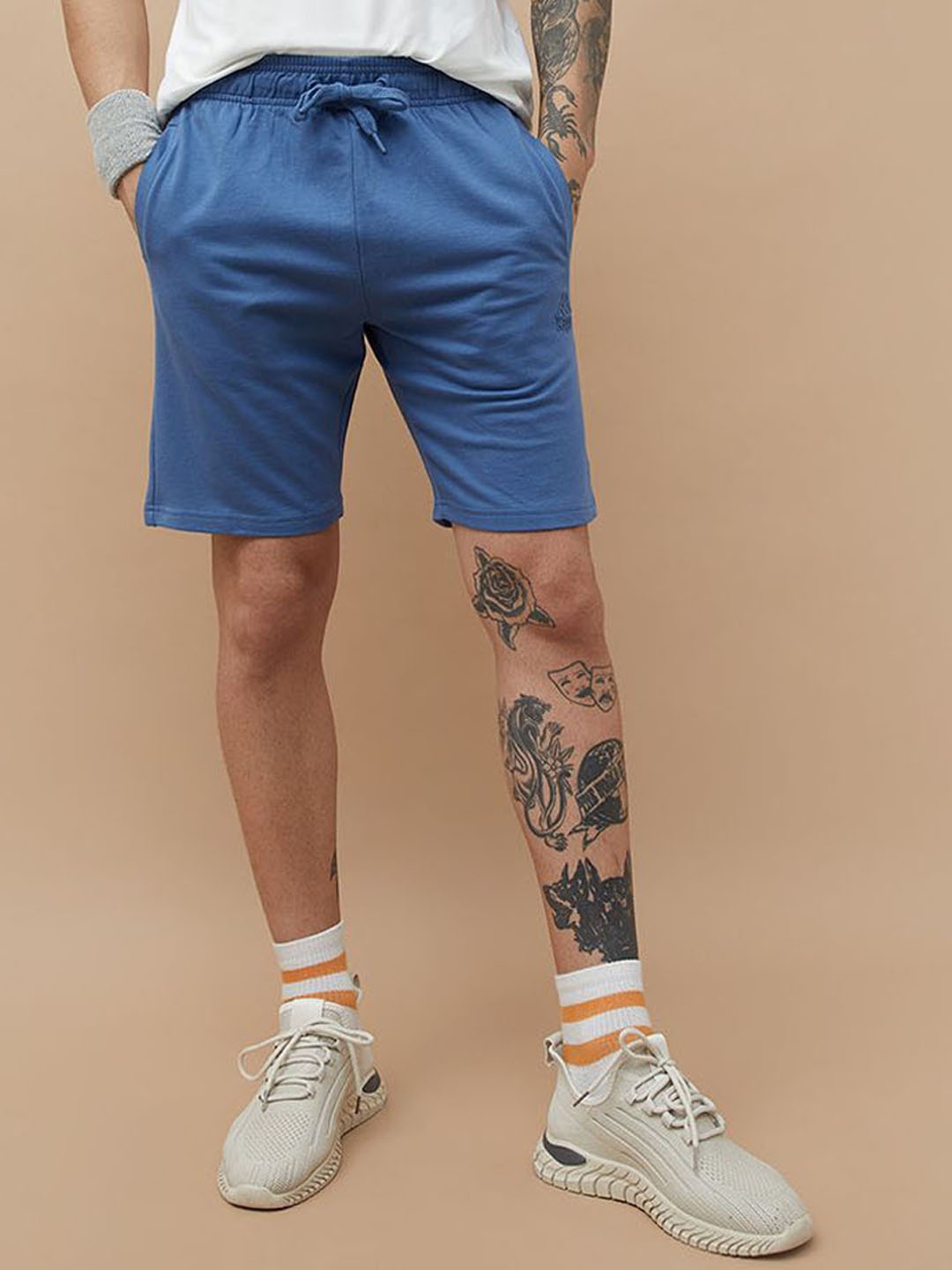 

Kappa Men Solid Cotton Shorts, Blue